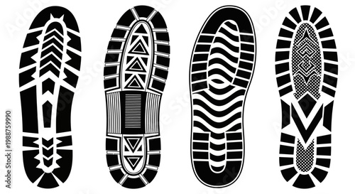 Unique Footwear Tread Patterns: A Collection of Sole Designs for Diverse Usage and Purpose