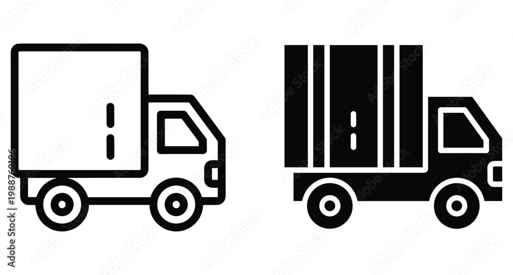 Fototapeta premium delivery truck icon set for logistics shipping transport cargo vehicle commercial freight distribution service courier moving van supply chain industry
