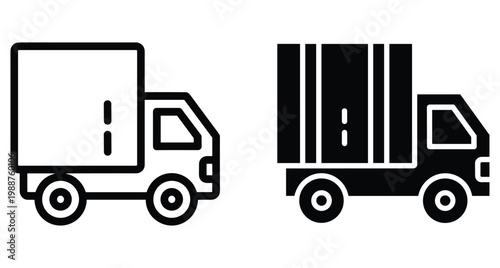 delivery truck icon set for logistics shipping transport cargo vehicle commercial freight distribution service courier moving van supply chain industry