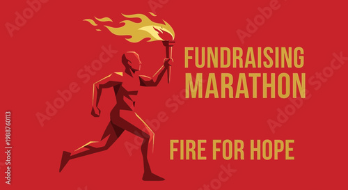 Torchbearer Running with Flame Symbolizing Endurance and Compassion During Fundraising Events