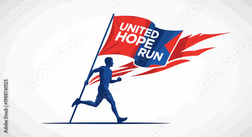 United Hope Run: A Dynamic Visual Depicting Running With a Flag Symbolizing Unity and Patriotism