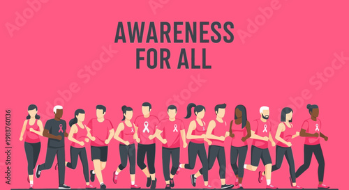 Uniting For A Cause: A Group Of Diverse Individuals Run For Solidarity And Support