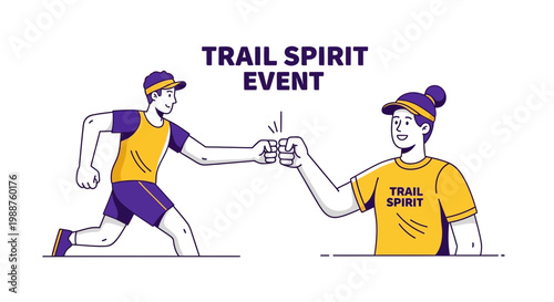 Trail Spirit Event: Energetic Graphic Depicting Runners Celebrating Mutual Accomplishment