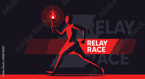 Torchbearer Sprinting In A Relay Race, An Illustration Depicting Sporting Excellence