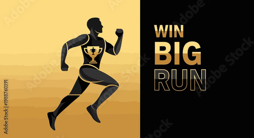 Trophy Winner Runner Motivational Graphic Victory Achievement Sports