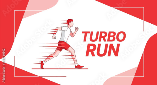 Turbo Run Graphic Illustrating Speed and Athleticism on a Clean Background Design