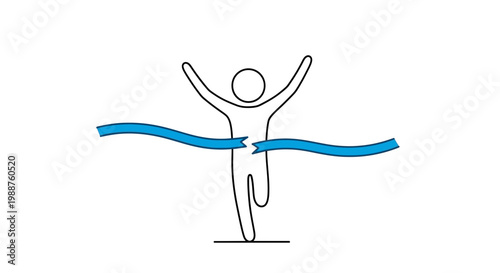 Triumphant Figure Pierces Finish Line: Symbol Of Victory And Achievement Depicted