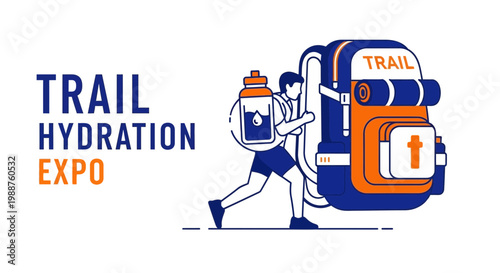 Trail Hydration Expo Depicting An Adventurous Individual Preparing For Hiking Expedition Activity