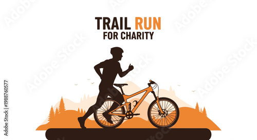 Trail Run for Charity Silhouette Promoting Fitness And Encouraging Helping Others