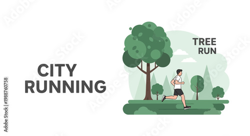 Urban Athlete Engaging in Morning Run Through a Scenic Green Park Under Bright Sunlight