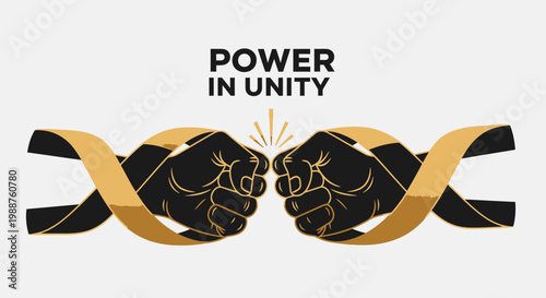 Unified Strength Concept Depicting Power and Collective Action Through Fists and Harmony