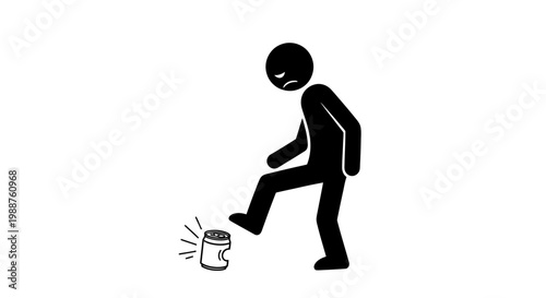 Man Kicking an Empty Tin Can.