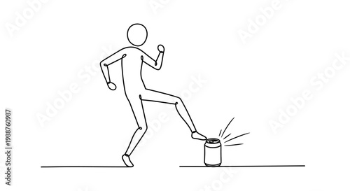Person Kicking Trash Can Energetically Outside.