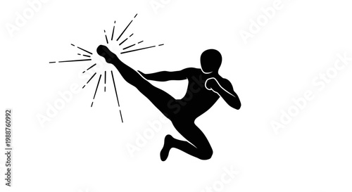 Person Kicking in Martial Arts Style.
