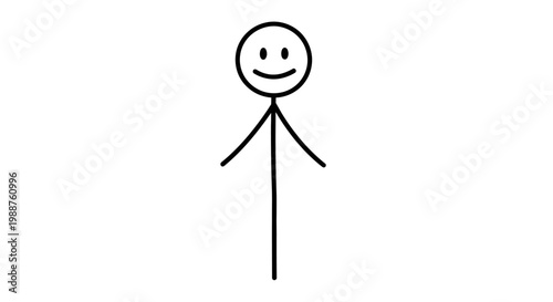 Smiling Stick Figure Character Drawing.
