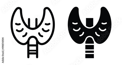 Thyroid gland human endocrine system organ medical icon set for healthcare biology anatomy research and clinical diagnosis of thyroid diseases