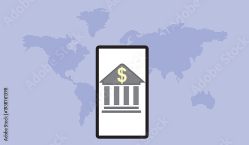 Global digital finance connectivity vector icon for mobile banking.