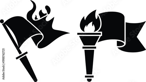 Flag day commemoration patriotic torch and flags silhouette celebrating american pride