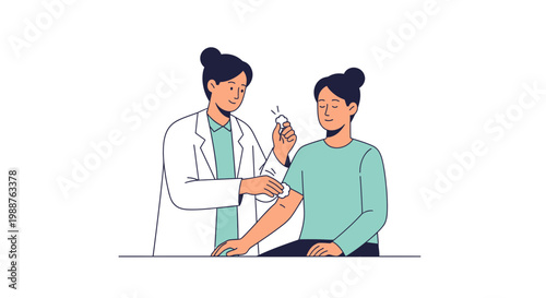 Doctor giving vaccination to patient, medical injection, healthcare concept