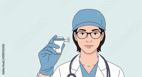 Doctor holding inhaler, medical professional with respiratory device, healthcare concept