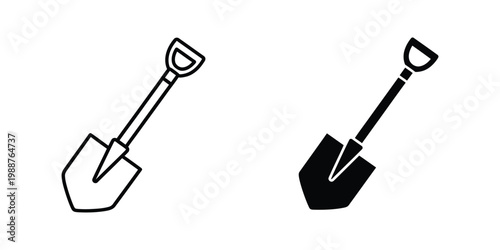 Comparison of two different shovel designs with contrasting handles and blade shapes