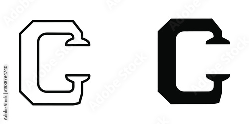 Comparison of outline and filled uppercase letter g with a circular design element