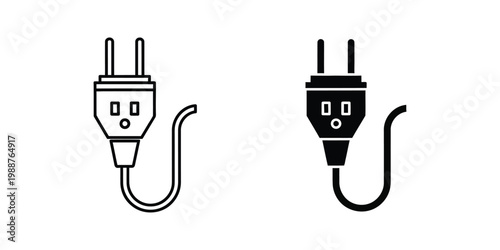 Comparison of two different electrical power plug designs with attached cables