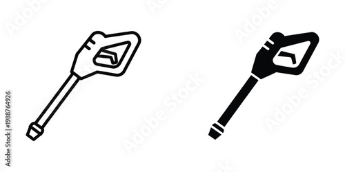 Two different fuel pump nozzles illustrated in a black and white line drawing style