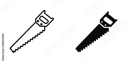 Two different types of hand saws illustrated in black and white line art.