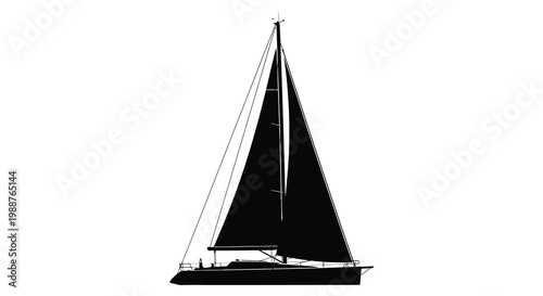 A striking black silhouette of a sailing yacht on a calm sea silhouette