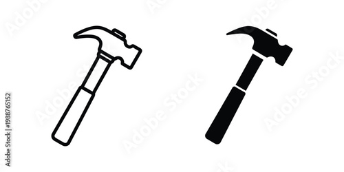 A comparison of two differently styled hammer silhouettes against a plain background