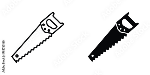 Two types of hand saws with different blade designs and handle styles shown in black and white