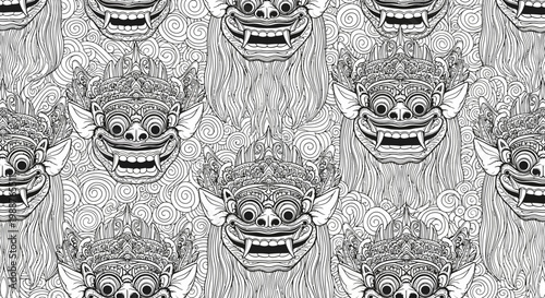 Detailed illustration of fantasy creature heads.