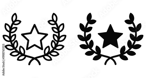 Laurel wreath with star award symbol for victory achievement success winner champion honor glory medal rank rating quality best top