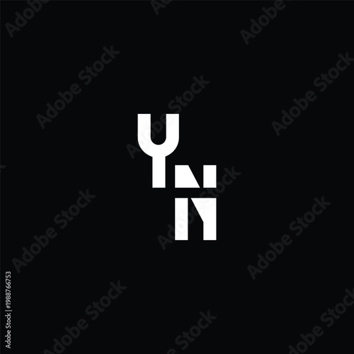 Minimal Modernist Monogram Letters Y N I H
