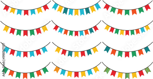 Multicolor Party Bunting Banner Set with Vibrant Hanging Flag Garlands and Triangular Pennants for School Events, Carnivals, and Birthday Celebrations