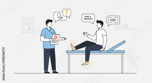 Doctor Consults Patient Experiencing Leg Numbness and Tingling Symptoms