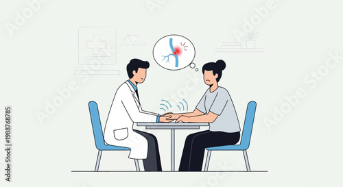 Doctor Consults Patient About Vascular Health, Showing Artery Illustration