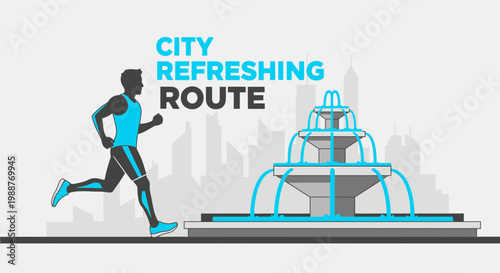 Urban Athlete's Refreshing Path: Fountain-side Running in the Metropolis