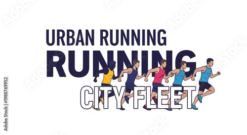 Urban Athletes Racing in a City Fleet Illustration Emphasizing Speed and Endurance