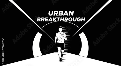 Urban Breakthrough Runner Achieving Goals Momentum Speed