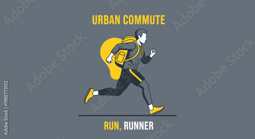 Urban Commute: Dynamic Depiction of a Runner, Symbolizing Movement and Modern Life