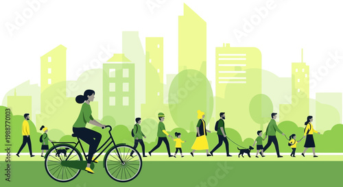 Urban Community Enjoying Recreational Activities In Refreshing Park Environment