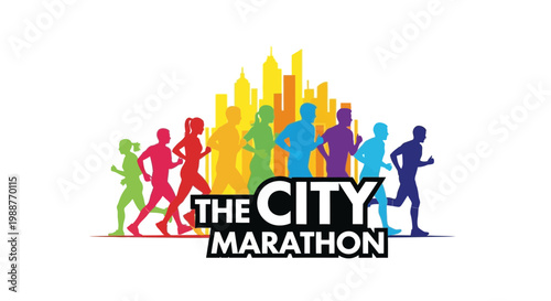 Urban Marathon Runners Cityscape Graphic Design