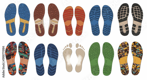 Variety Of Shoe Sole Designs In Different Styles Isolated On White Background