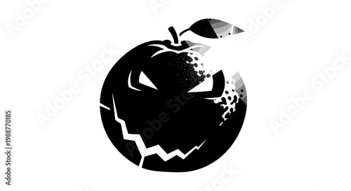 Black apple with a spooky face