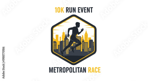 Urban Marathon Silhouette: Dynamic Runner's Emblem for Competitive City Races and Events