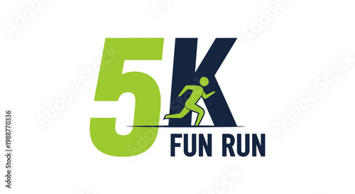 Vibrant 5K Fun Run Logo: An Energetic Illustration of Fitness and Community Event
