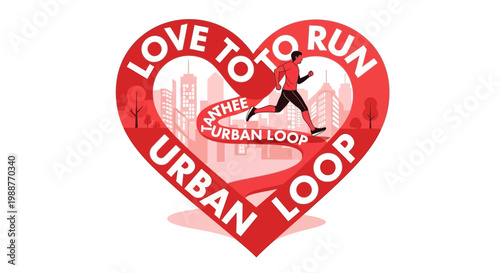 Urban Running Concept Depicting Love for Fitness and City Life Design Graphics