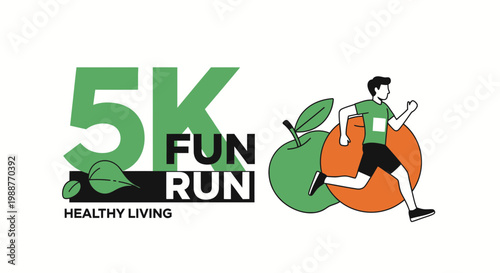 Vibrant 5K Fun Run Event Advertisement Depicting Running and Healthy Lifestyle